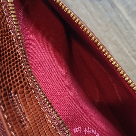 Rare Hammitt Nash Redwood Lizard Leather Clutch Wristlet Brushed Gold Hardware - Picture 14 of 15